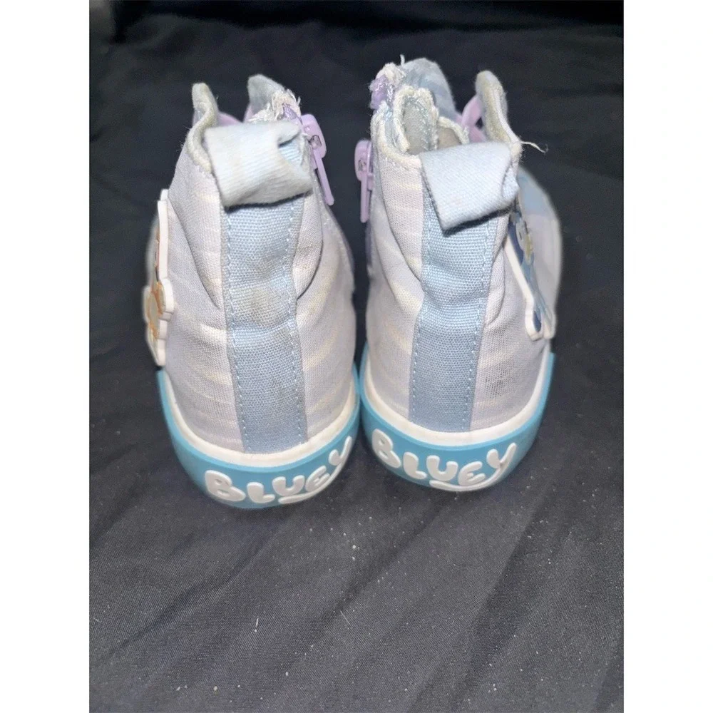 Bluey & Bingo Toddler Girls High Top Sneakers Side Zip Blue size 12 fair cond